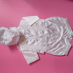 Vintage White Baby Outfit With Bonnet